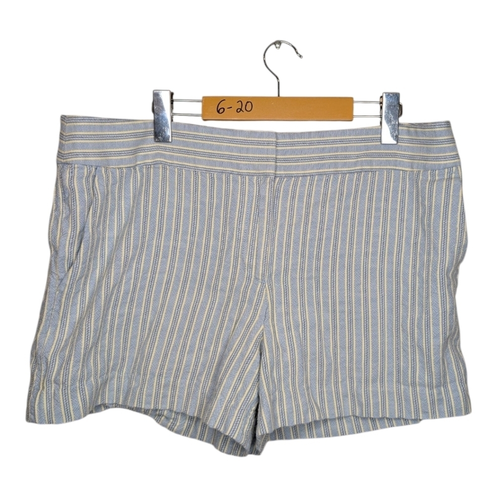 LOFT Women's Size 12 100% Cotton Blue Yellow Striped Riviera Short